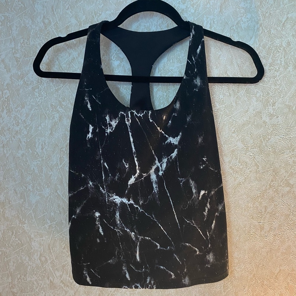 Old Navy Black Marble-Print Racerback Tank